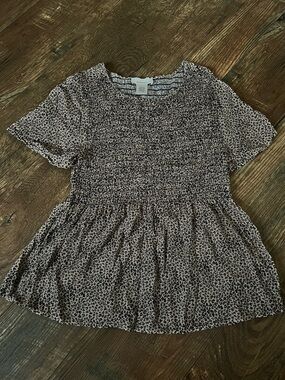 URBAN Romantics Black & Taupe Smocked Animal-Print Top